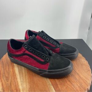 Vans Old Skool Velvet Parisian Night Black / Red Women's 7